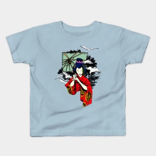 Geisha Holding An Umbrella Kids T-Shirt